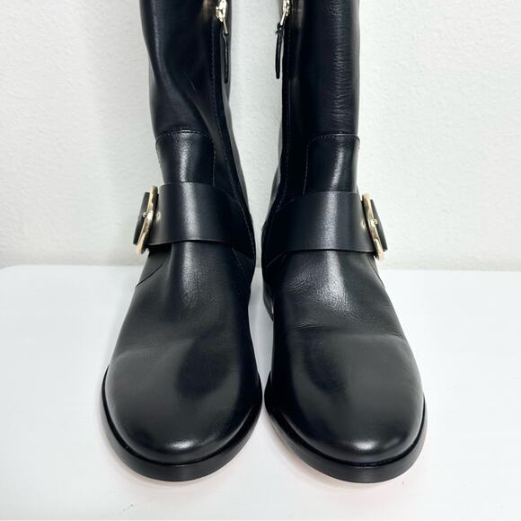 TORY BURCH Sofia Black Leather Riding Boot Knee-High Extended Width Size 6.5 NEW - Picture 3 of 9